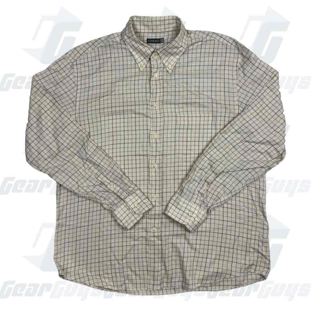 Mens Canali Long Sleeve Button Down Checkered Shirt Size XL